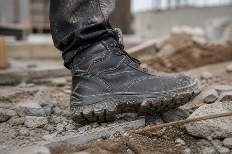 Arbeitsschuhe auf der Baustelle